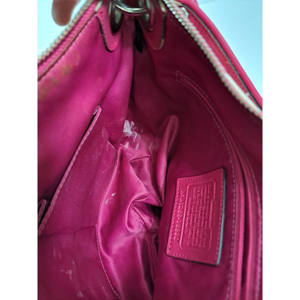 COACH Poppy Lurex Sateen Signature Hobo Shoulder Bag Purse Fuchsia 18980 3 Tags - Picture 9 of 9